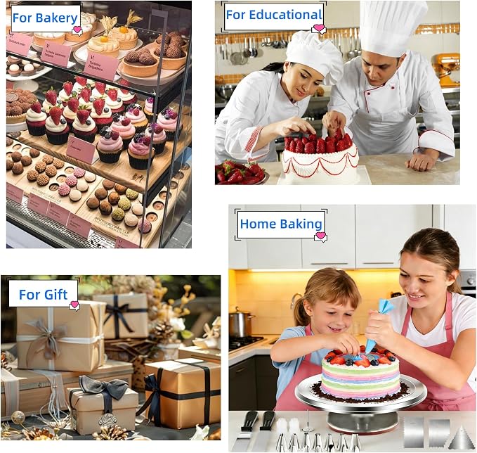 Cake Decorating Kit 35 Pieces - 24 Piping Tips Set with 12 Inch Turntable, Reusable Pastry Bag, Icing Spatula, Scraper, Couplers - Baking Tools for Beginners, Professional Cake Decorating Supplies - Image 7