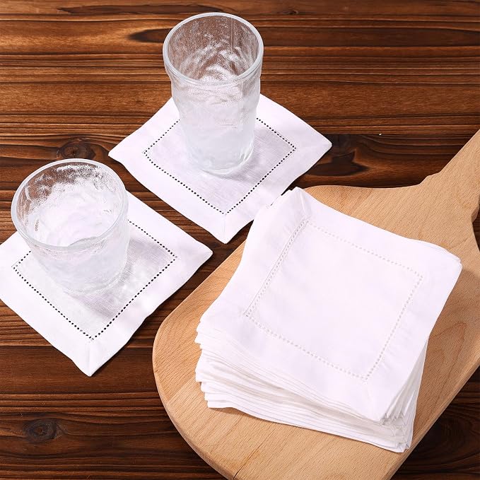 25pcs Linen Cocktail Napkins for Embroidery, 15x15cm/6x6in Reusable Small Cotton Napkins Cream Fabric Coasters for Wedding Birthday Baby Shower Party Home Bar Beverage Supplies - Image 3