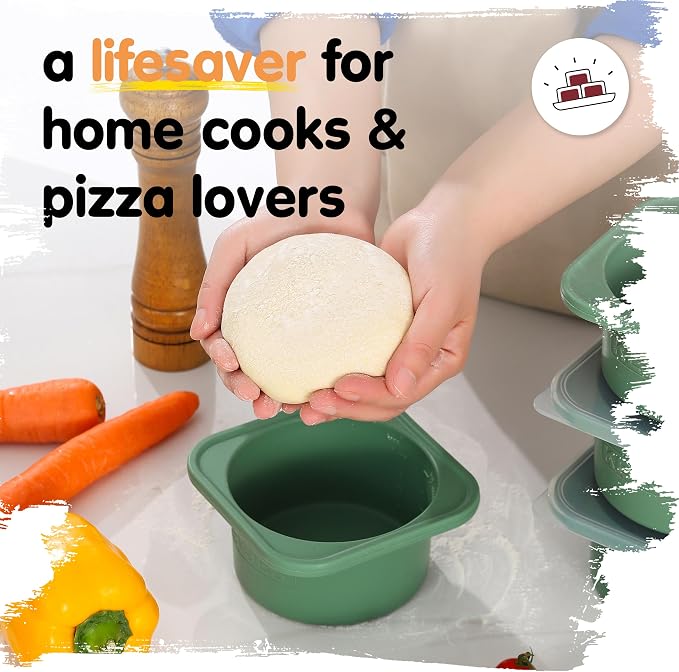 500ml Individual Pizza Dough Proofing Container with Airtight Lid – Ideal for Neapolitan Pizza Dough Cold Fermentation, Food Grade Silicone, Freezer & Dishwasher Safe – 3 Pack (Green) - Image 7