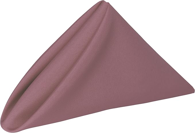 17x17-Inch Square Polyester Cloth Napkins, Mauve Set of 24 | Bulk Case of 2 Dozen, Seamless, Serged Edges, Machine Washable, Wrinkle-Resistant, Flame-Resistant, Stain-Resistant, Pink by UltimateTextile