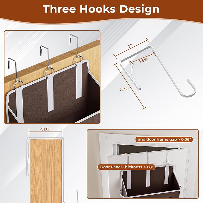 5 Tier Over The Door Organizer - Large Capacity Behind Door Hanging Shelves with 10 Mesh Pockets and Clear Windows, Closet Organizers and Storage for Bathroom, Bedroom, Nursery, Brown - Image 4