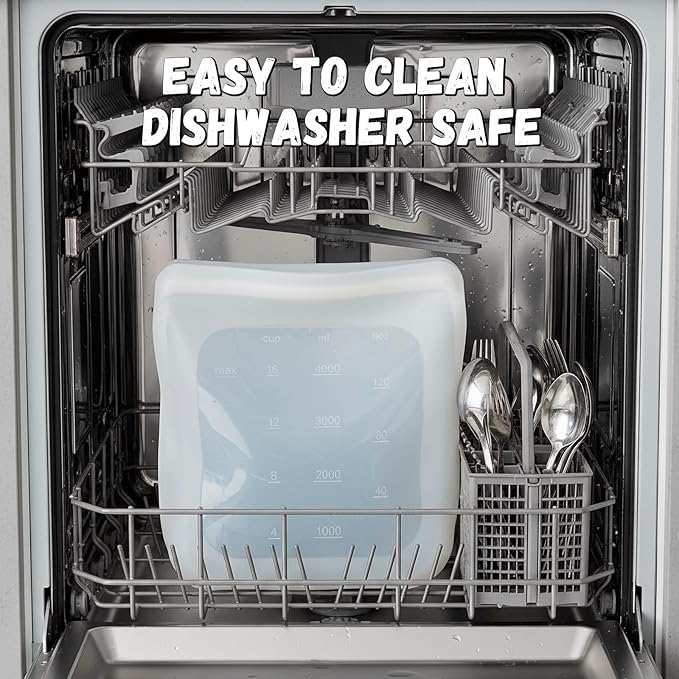 Reusable Premium Silicone Food Storage Gallon Bag 135oz,XXL - 2 PCS Food Storage Bag,Freezer Container,Sous Vide,Kitchen Organization,And Meal Prep Bags Microwave,Dishwasher,Oven Safe, BPA Free - Image 6