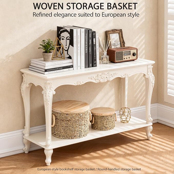Woven Seagrass Storage Basket Set of 2 with Lids | Stackable Rectangular Baskets,Decorative Natural Storage for Organization, Home, Closet, Desktop & Shelves - Image 2