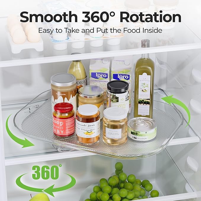 LAMU Lazy Susan Turntable Organizer for Refrigerator Organizers and Storage Fridge Organization, Condiment Organizer for Kitchen, Table Top, Cabinet, Pantry, Countertop, 14.56''x11'', 2 Pack - Image 3