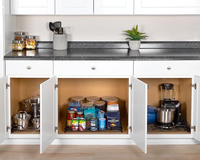 HOLDN’ STORAGE Pull Out Cabinet Organizer, 17”W x 21”D Drawer, Black | Heavy-Duty Caddy, Lifetime Limited Warranty, Steel Metal Cabinet Drawers, Black, Requires At Least 18-1/4” Cabinet Opening - Image 2