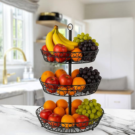 3-Tier Fruit Basket for Kitchen Counter, Stackable Metal Fruit & Vegetable Holder by EverySpaceDeservesSDZOREN