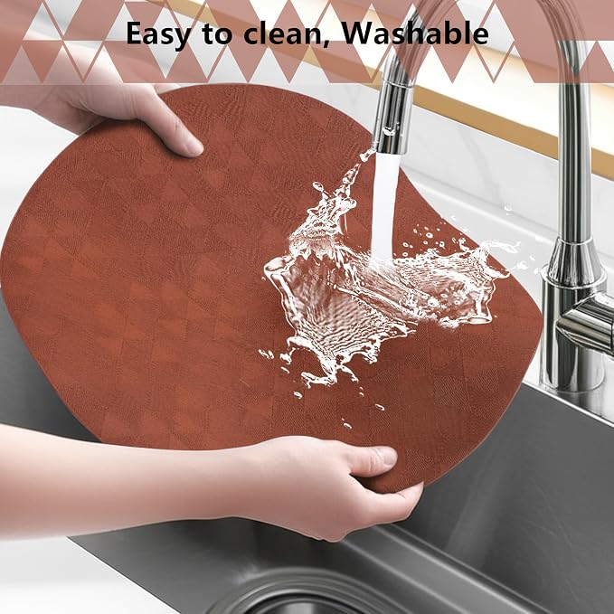 Jovono Upgraded 15" Round Placemats Set of 8, Waterproof & Oil-Proof, Non-Slip Reversible Washable Big Table Mats, Spill-Proof for Kids Families, Restaurant, Hotel, Kitchen, Indoor, Brown - Image 6