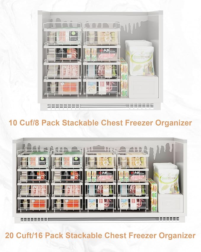UMDONX 4-Pack Expandable Stackable Large Freezer Storage Boxes | Adjustable Sizes From 11.4 Inches to 17.9 Inches, Suitable for 10-20 Cubic Foot Freezers, White - Image 8