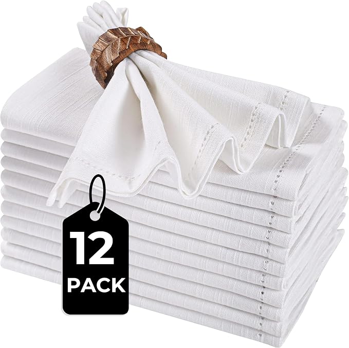 Bedding craft White Cotton Cloth Dinner Napkins Set of 12 – 16x16 | Reusable Machine Washable Fabric Napkins – Perfect for Weddings, Holidays, Thanksgiving & Everyday Dining - Image 7