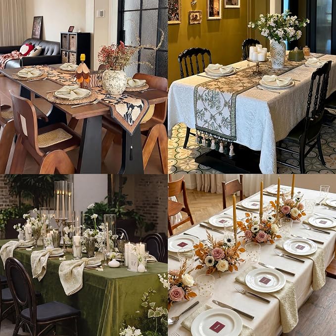 Beige Cloth Napkins Set of 4, 18 x 18 Inch Dinner Napkins | Reusable Washable Cotton Polyester Soft Luxury Elegant Fancy Jacquard Fabric Table Napkins - Image 7
