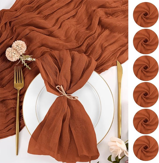 50 Pack Terracotta Fall Napkins 20x20Inch Cheesecloth Napkins | Elegant Cloth Napkins for Table, Washable Rustic Boho Gauze Napkins, for Wedding Party Bridal Baby Shower Dinner Table Decor by Lumaycens