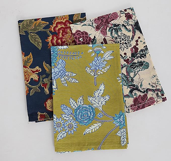 Indian Cotton Cloth Napkin Washable and Reusable for Everyday Use, Wedding, Party, Christmas, Bridal Baby Shower Tea Parties Table Napkins Homedecor Handblock Print 16 X 16 (5) by Unknown