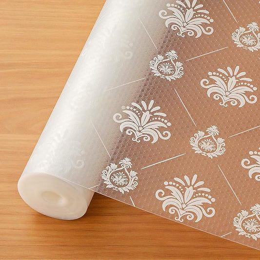 Cooyes Shelf and Drawer Liners for Kitchen Cabinets, Non-Adhesive Cabinet Liners, EVA Waterproof Durable Shelf Paper for Refrigerator, Shelves, Cupboard with European Pattern, Easy to Cut by Cooyes