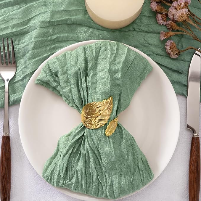 Cheesecloth Napkins Sage Green Cloth Napkins Bulk,Set of 50 | 21''x21'',Washable Boho Table Gauze Fabric Napkins,for Wedding Baby Bridal Shower Dinner Party Decor - Image 2