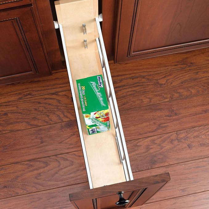 Rev-A-Shelf Pullout Bakeware Organizer w/Soft-Close, Min Opening 5.5" Wide | Wooden Storage Organization w/ Ball Bearing Slides, Full Height Base Kitchen Cabinets, Foil Wrap/Tray Divider, 447-BCBBSC-5C - Image 8