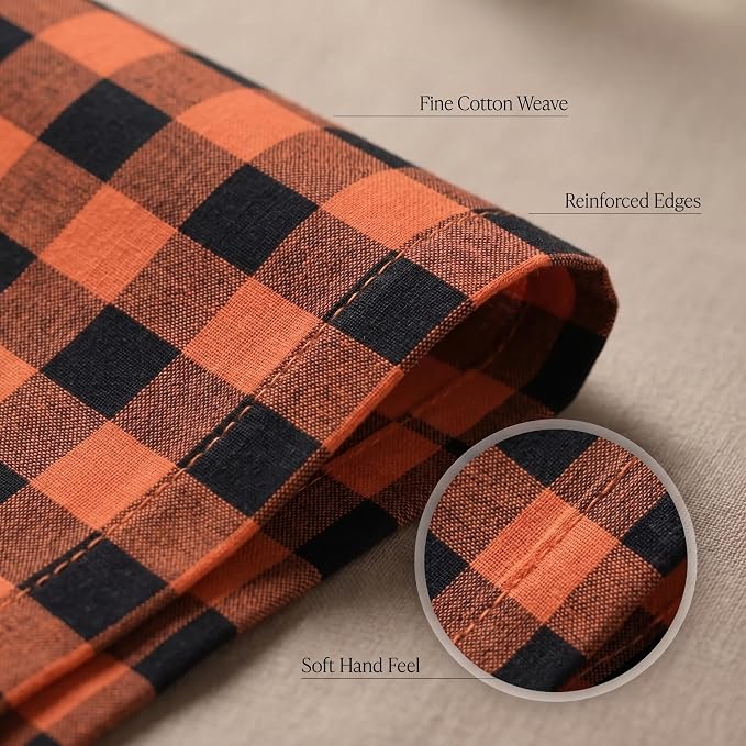 Urban Villa Cloth Napkins Cotton 12x12 (Set of 12) Orange/Black - Image 5