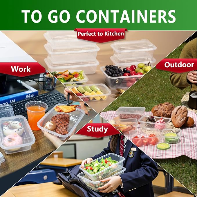 [40 Value Pack single one compartment 24 OZ Meal Prep Plastic Food Storage Containers - BPA Free Reusable Lunch Bento Box with Lids - Spill proof,Microwave, Dishwasher and Freezer Safe - Image 8