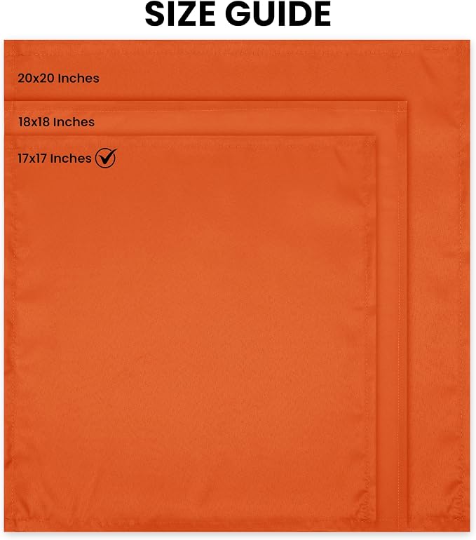 Utopia Home [12 Pack, Orange] Cloth Napkins 17x17 Inches, 100% Polyester | Hemmed Edges, Washable and Reusable Ideal for Parties, Weddings and Dinners - Image 4