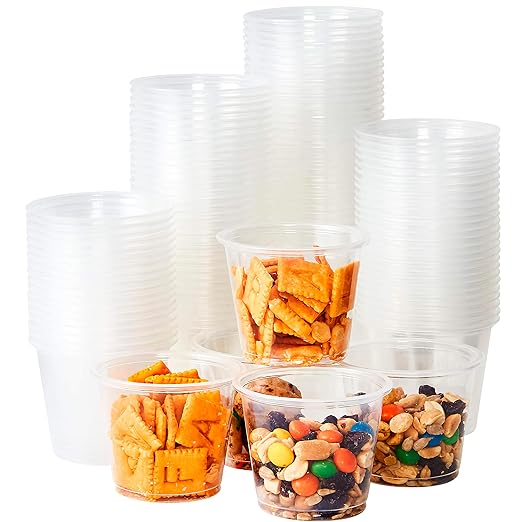 Leakproof BPA Free 5.5 oz Souffle Cups 100 PK. Stackable Portion Containers for Sampling, Salad Dressing, Sauces or Jello Shot. Plastic Food Prep Supplies for Restaurant, Cafe Catering, Deli, Party. by FoodRestaurantSupplies