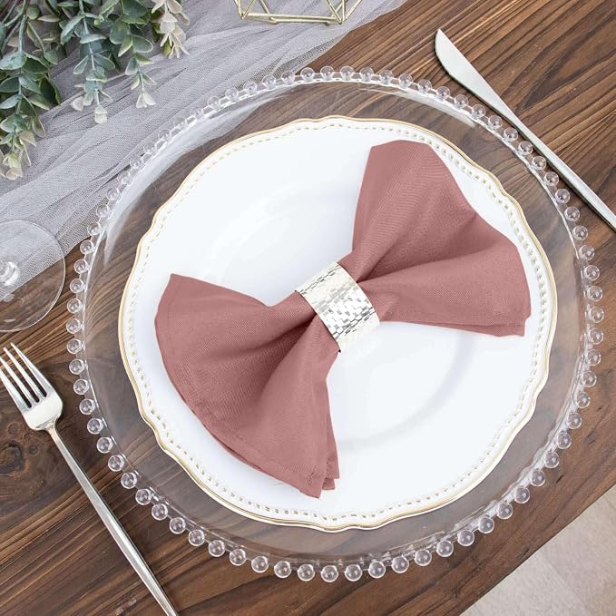Efavormart Premium Cloth Napkins Set of 5, 17x17 Inch Dusty Rose Seamless Dinner Napkins, Washable Linen Table Napkin Cloth with Hemmed Edges for Weddings, Party and Banquet - Image 8