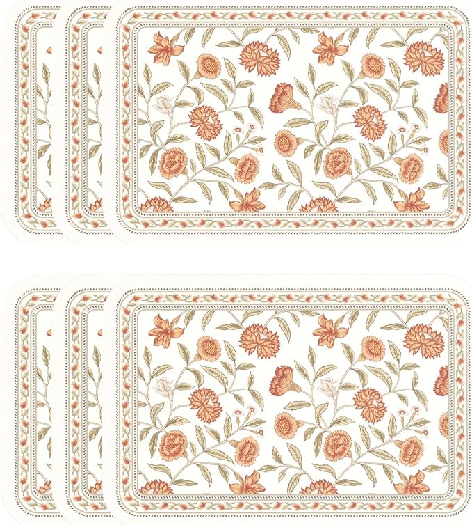 Vinyl Waterproof Placemats Set of 6 Rectangular,12"*17"-Albano A | Wipeable Beautiful Print Place Mats,Stain Resistant,Heat Resistant,Everyday Meals,Kitchen,Dinning,Holiday,Decor by Isaennehomedecoration