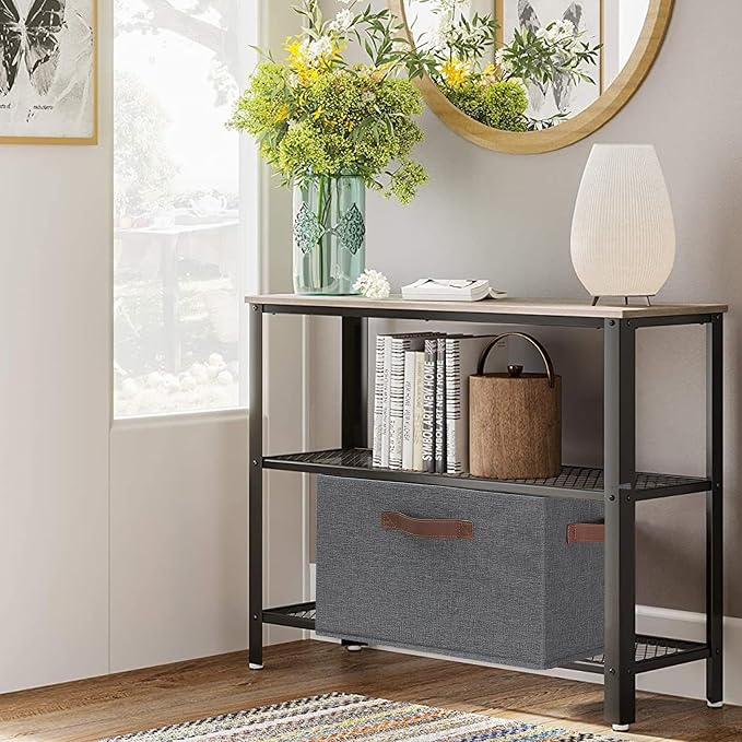 GhvyenntteS Large Fabric Storage Bins with 3 Handles, 15x11x9.6 Inch Storage Baskets for Shelves, Foldable Closet Storage Bins for Shelves, Closet Organizers and Storage Boxes, Gray - Image 6