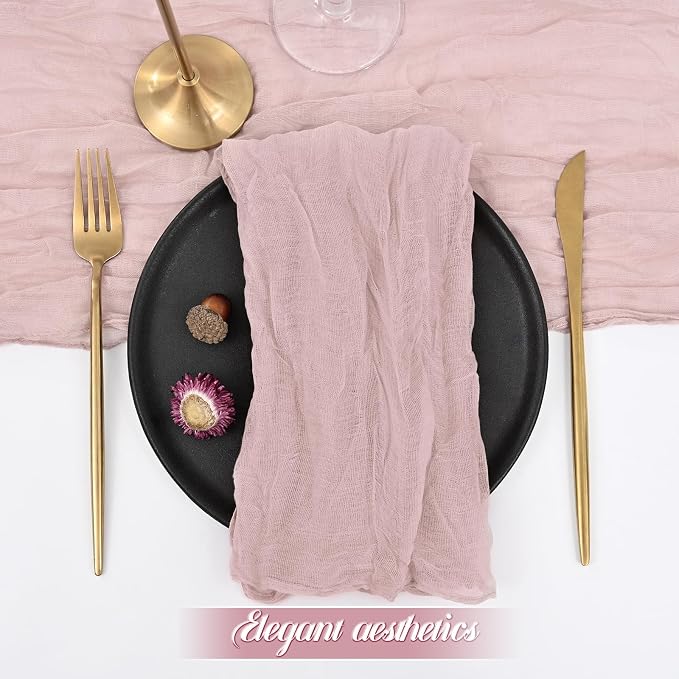 fani 60 Pack Gauze Cheesecloth Napkins, 20 x 20 in, Dusty Pink | Wrinkled Table Napkins, Soft Cotton, Rustic Decorative, Weddings, Party, Dinner Table, Everyday Use - Image 5
