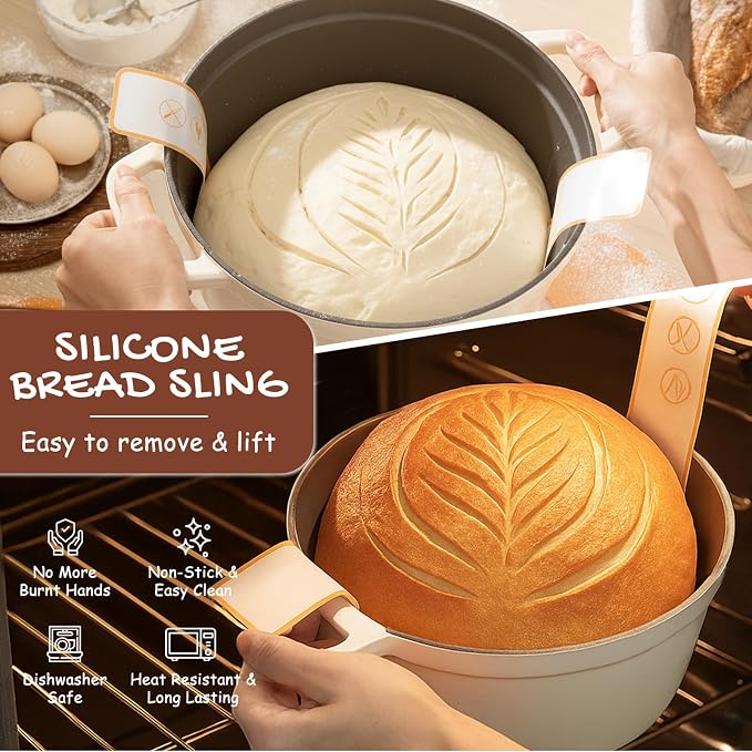 Astercook Sourdough Starter Kit with Round & Oval Banneton Bread Proofing Basket, Starter Jar, Dough Whisk, Scrapers, Stencils, Complete Sourdough Bread Baking Supplies, Fathers Day Gift for Men - Image 6