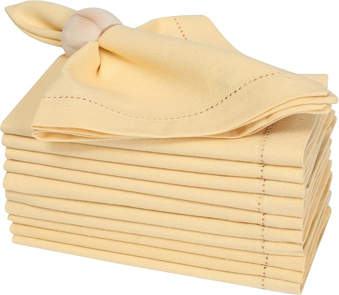 Bedding Craft Cotton Dinner Cloth Napkins Set of 12 – 18x18 Apricot Gelato Hemstitched – Machine Washable Fabric Napkins for Weddings, Baby Showers, Gifting & Parties by BeddingCraft
