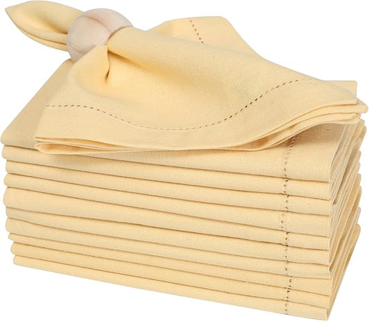 Bedding Craft Cotton Dinner Cloth Napkins Set of 12 – 18x18 Apricot Gelato Hemstitched – Machine Washable Fabric Napkins for Weddings, Baby Showers, Gifting & Parties by BeddingCraft
