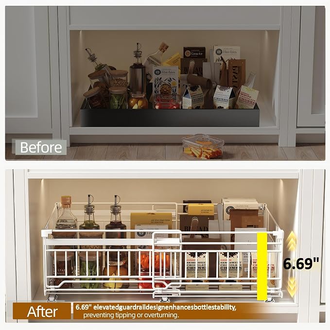 2 Pack Expandable Pull Out Cabinet Organizer, 15" Deep | Pull Out Drawers for Cabinets with width from 13" to 20", Cabinet Drawers Slide Out with Upgrade 3 Slide Rails, Hold 65 lbs - Image 7