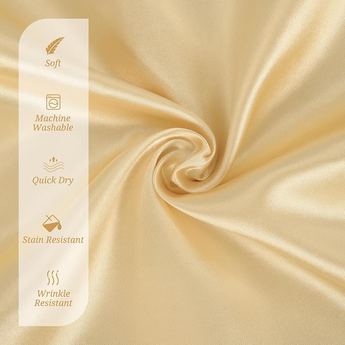 50 PCS Champagne Gold Square Satin Cloth Napkins, 20 X 20 Inch | Soft Smooth, Washable Reusable, Silk Dinner Table Napkins Bulk, for Weddings Parties Banquets Dining and Restaurants - Image 4
