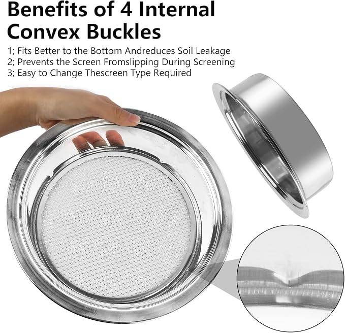 Heavy Duty Stainless Steel Garden Soil Sifter Compost Screen - 3 Sizes | Fine/Medium/Coarse Mesh for Sifting Compost,Dirt,Rocks,Rotary Tool&Compatible, Home Garden Sieve for Gardening & Landscaping - Image 6