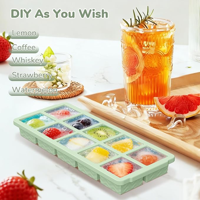 Silicone Freezer Trays with Lid (4-Pack), 1-Cup, 2-Cup, 1/2-Cup & 2-Tbsp Silicone Freezer Molds, Stackable Soup Freezer Meal Prep Containers,Ice Cube Tray for Making Sauce,Smoothies,Yogurt Bites - Image 6