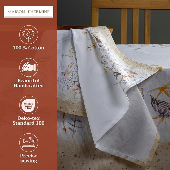 Maison d' Hermine Cloth Napkins Set of 4 Reusable 100% Cotton (20" x 20") | Everyday Square Napkins Cloth Washable Dinner Party Wedding Restaurant Hotel Kitchen Spring Summer - Meadow Florals - Beige - Image 2