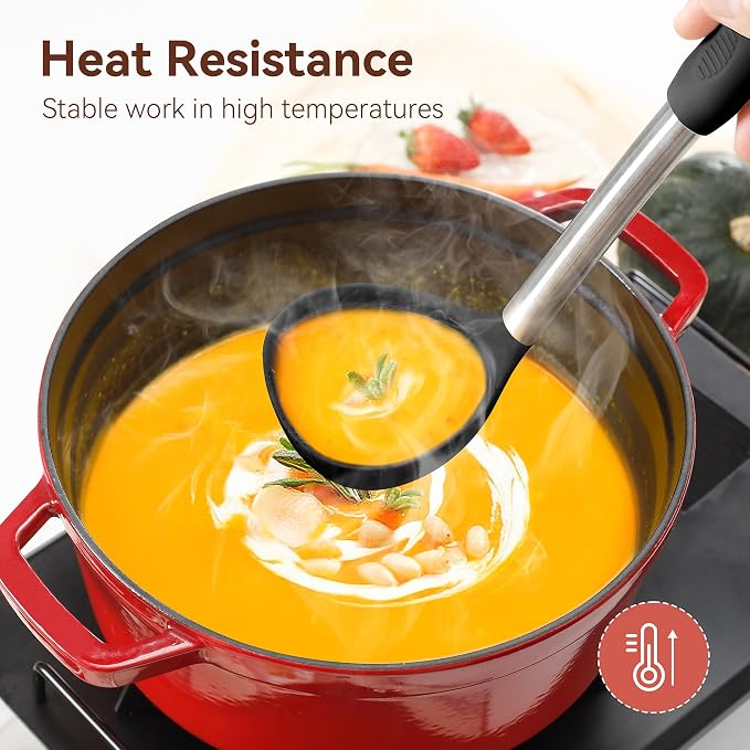 NCUE 35 Pcs Silicone Cooking Utensils Set BPA Free 446°F Heat Resistant | Stainless Steel Handles Kitchen Utensils Set, Thickened Heads Silicone Grips Nonstick Dishwasher Safe for Baking Housewarming - Image 3