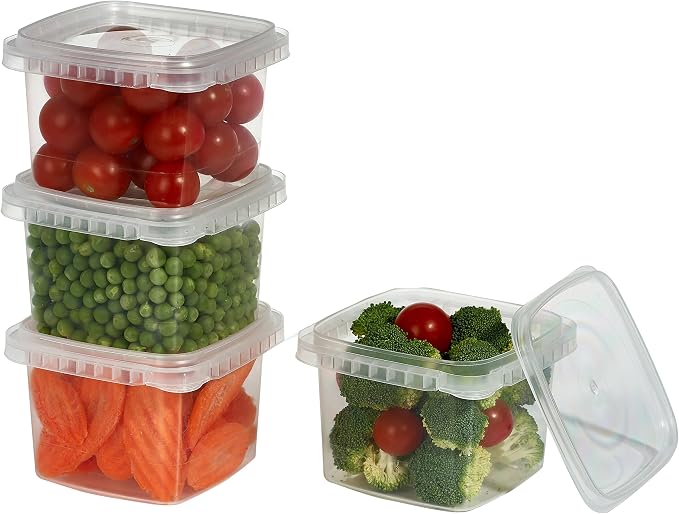 Decony Plastic Deli Containers with Lids 8 Oz- 25 Pack Square Clear Plastic Containers- Tamper-Proof BPA-Free Take Away Food Containers- Space Saver, Airtight, Freezer Safe Meal Prep Containers - Image 9