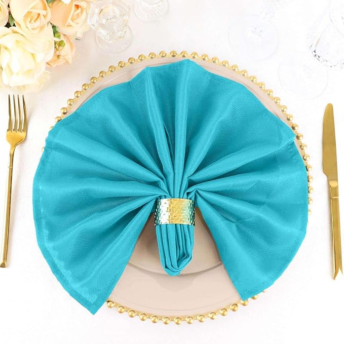 Efavormart Premium Cloth Napkins Set of 25, 20x20 Inch Turquoise Violet Seamless Dinner Napkins, Washable Linen Table Napkin Cloth with Hemmed Edges for Weddings, Party and Banquet - Image 3
