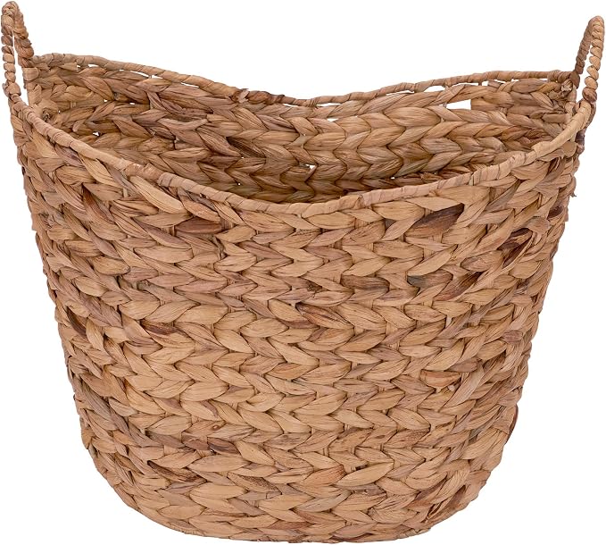 Household Essentials ML-4002 Tall Water Hyacinth Wicker Basket with Handles | Natural, Brown, Natural - Image 7