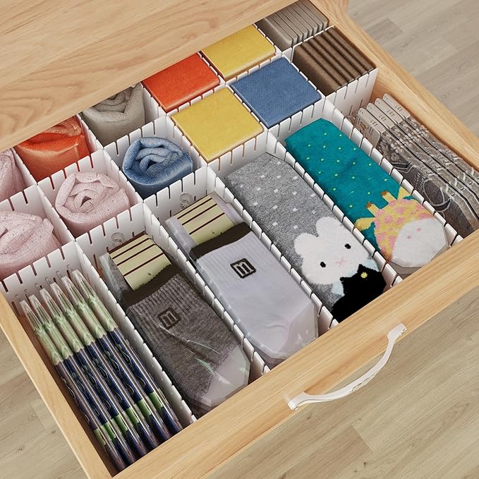 ALBAD Plastic Drawer Dividers Adjustable Drawer Organizer Dividers Separator for Tidying Clutter/Cutlery/Underwear/Socks/Clothes/Dresses/Boxes/Bins in Kitchen Bathroom Bedroom Office - Image 5