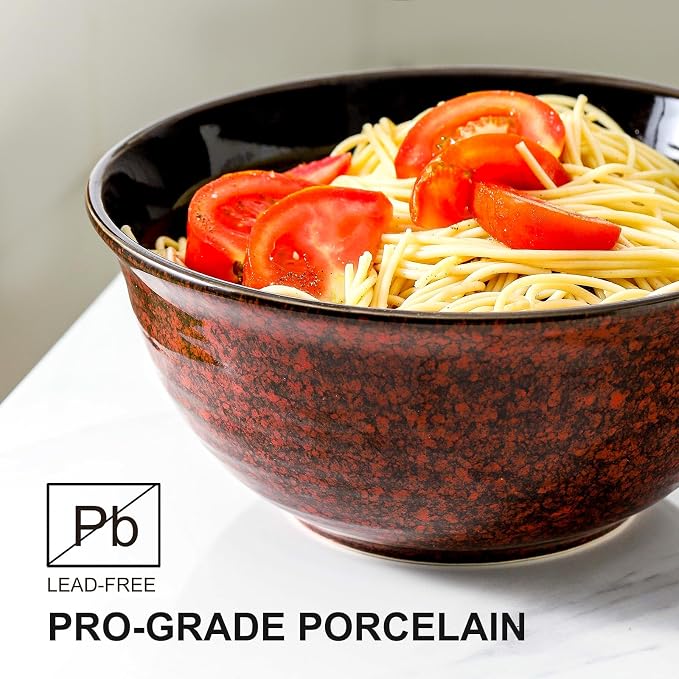 HASENSE Serving Bowls, 84 Ounce Ceramic Mixing Bowls Set of 2 for Kitchen, Large Salad Nesting Bowls for Cooking,Baking,Soup,Pasta,Fruit, Microwave & Dishwasher Safe(Red) - Image 6