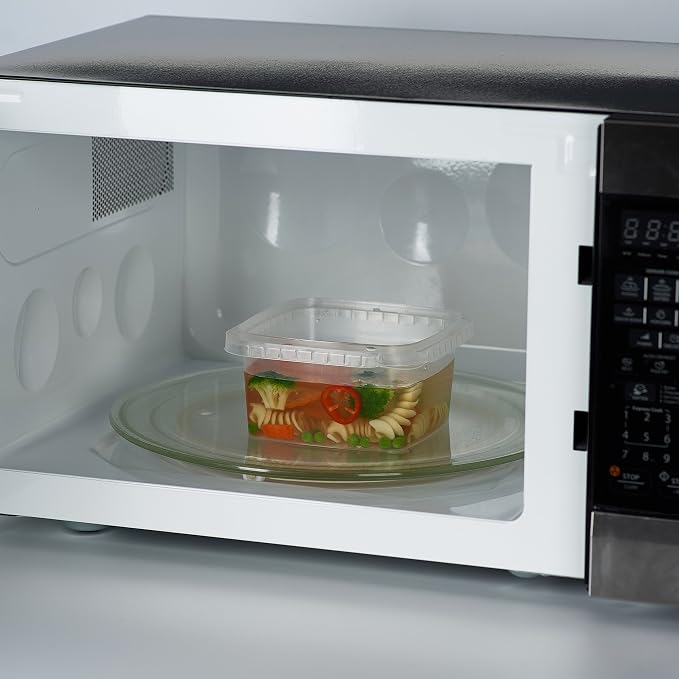 Decony 32 oz. Square Clear Deli Food Storage Containers With Lids Airtight Tamper evident system easy stackable saver shape Restaurant Take Out/Freezer microwave and dishwasher safe - 25 sets - Image 3
