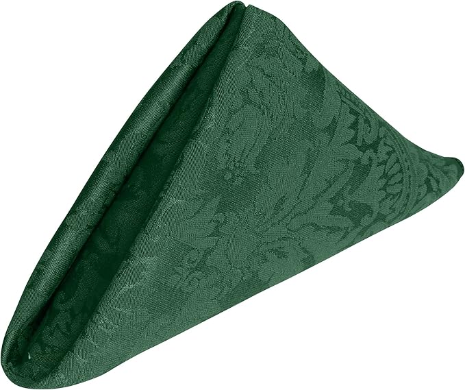 20 x 20-Inch Square Damask Cloth Napkins, Hunter Set of 36 | Bulk Case of 3 Dozen, Saxony, Hunter Green, Dinner Napkins, 50% Cotton / 50% Polyester Fabric, Woven Damask Pattern by UltimateTextile