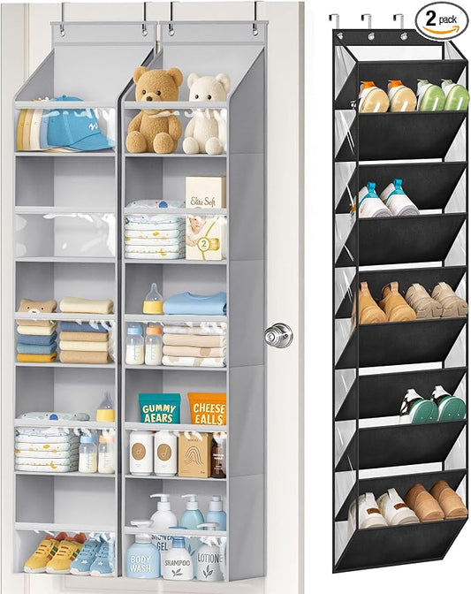 AOODA Deep Pockets Baby Organizer Storage, 10 Tier Clear Over the Door Shoe Rack, 2 Item Bundles by AOODA