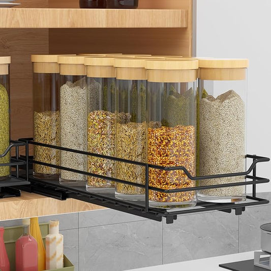 BOIVSHI Pull Out Spice Rack Organizer for Cabinet, Heavy Duty Slide Out Spice Rack Organizer for Kitchen Cabinets and Pantry, Fits Spices, Sauces, Canned Food (4.5''Wx10.5''Dx2.5''H) by BOIVSHI