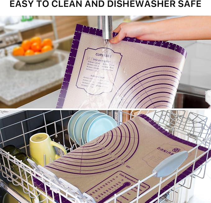 DANIA & DEAN 28"x20" Extra Thick Silicone Baking Mat for Pastry and Bread | Non-Slip & Non-Stick Mat with Measurements, for Pizza, Pie Crust, Dough Rolling, Pasta & Sourdough, Reusable Counter Sheet - Image 6