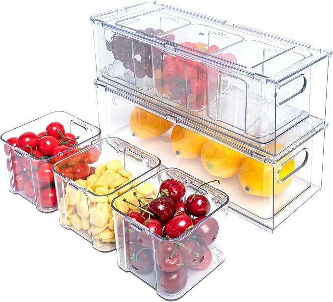 3Pack Fridge Organizer Drawer Divider Cube Pull-Out Bins Clear Food Container Refrigerator Storage box Produce Saver for Pantry Kitchen Cabinet - Image 3