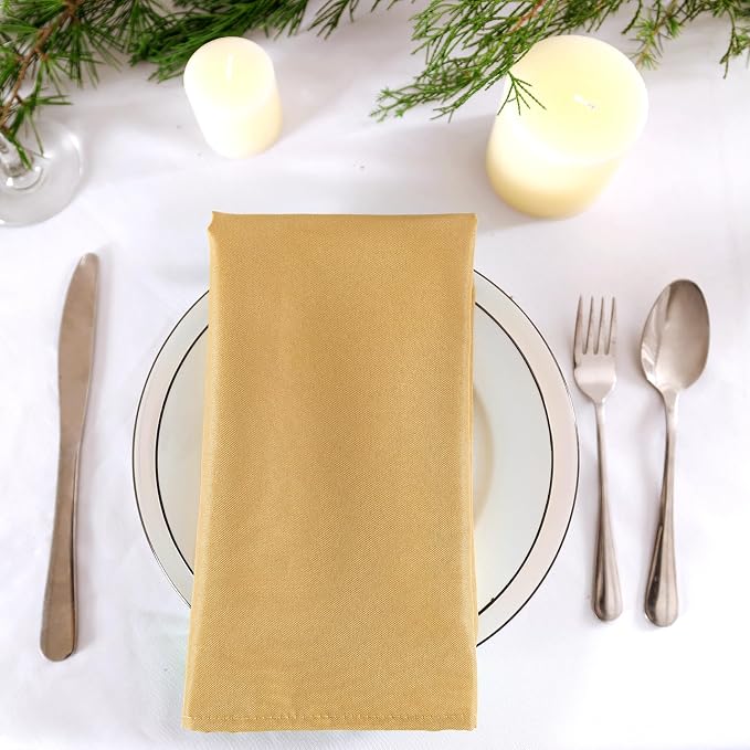 Bailarina Cloth Napkins Set of 120,17x17 inches Dinner Napkins Cloth Washable,Polyester Square Table Cloth Napkin Bulk with Hemmed Edges Ideal for Banquets, Parties and Weddings-Gold - Image 2