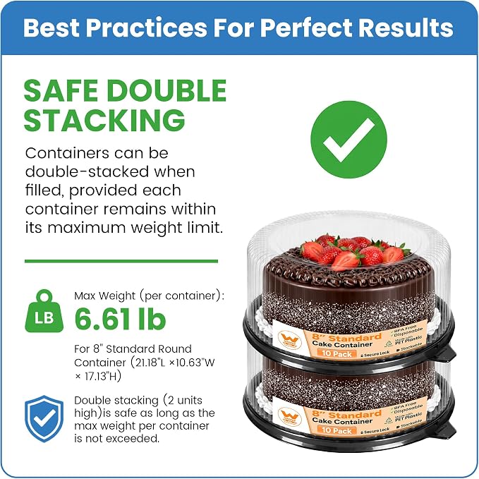 WOW 8in Standard PET Round Cake Carrier, 10-Pack | Fits 8in Cakes, Clear Dome Lid, Stackable, Lightweight, Desserts, Pies, Pastries, 10.5in Diameter - Image 5