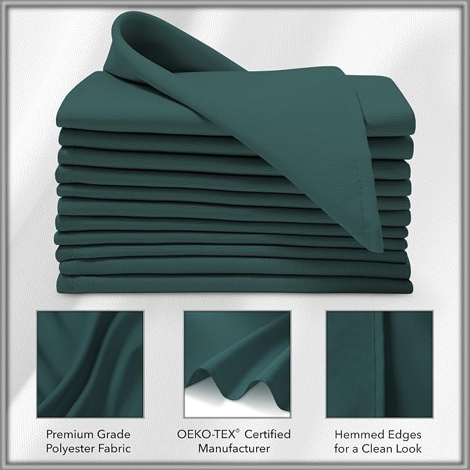 Lann's Linens Set of 144 Cloth Dinner Napkins, 20-inch Polyester Napkins, Washable and Reusable Fabric for Weddings, Hotels, Restaurants, Hunter Green - Image 3
